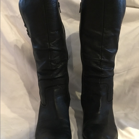 Black leather mid-height boots - Picture 2 of 2